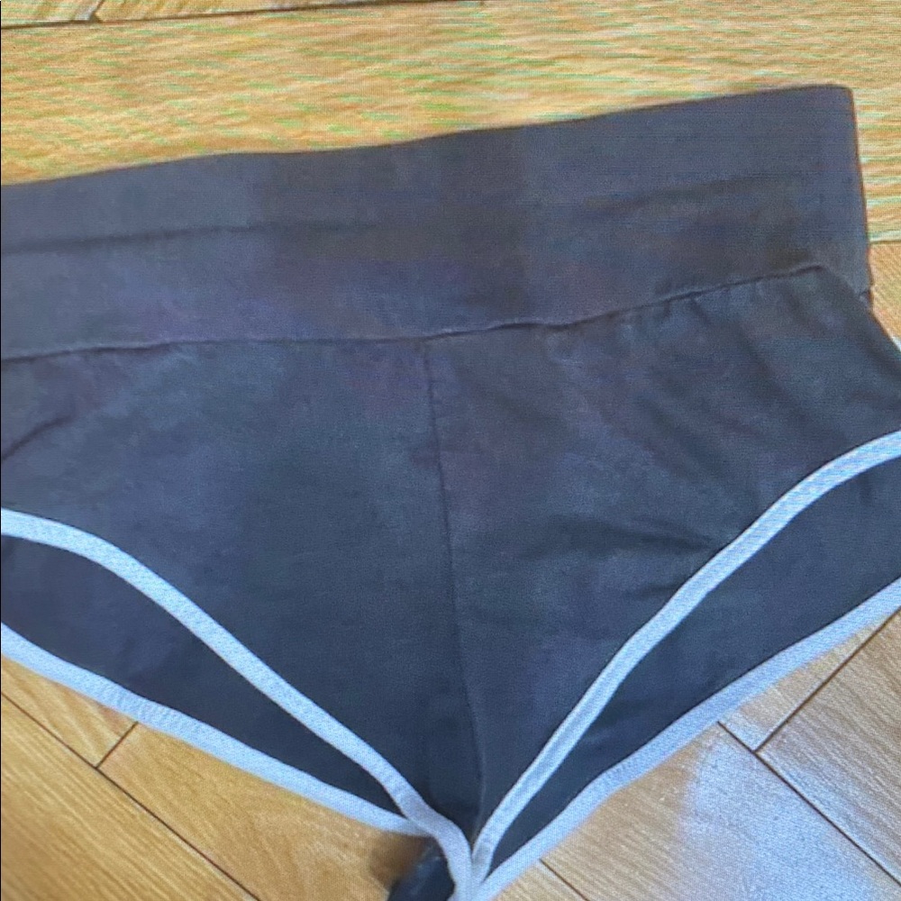 Women's Black Athletic Shorts with Grey Trim